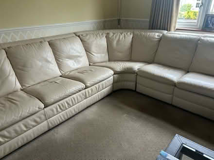 Photo of free Cream leather corner sofa (Emerson Park RM11) #2