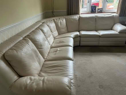 Photo of free Cream leather corner sofa (Emerson Park RM11) #4