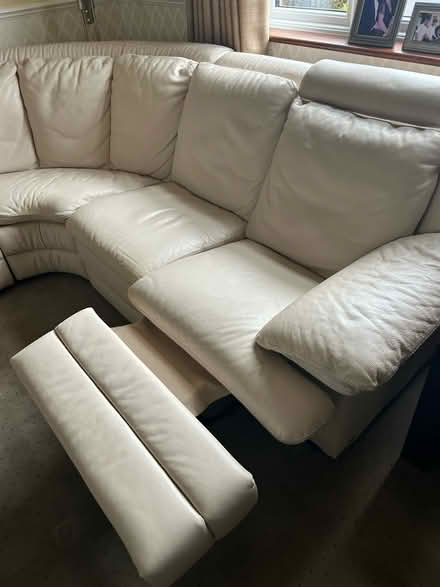Photo of free Cream leather corner sofa (Emerson Park RM11) #1