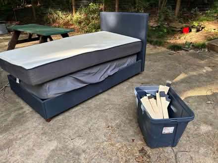 Photo of free Twin bed frame and mattresses (Athens/Watkinsville) #1