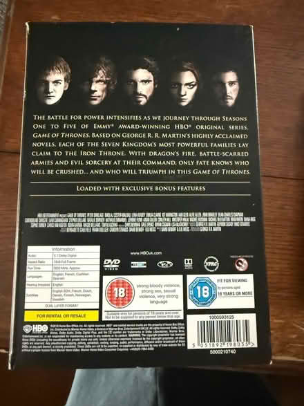 Photo of free Game of Thrones Series 1-5 DVD (Eastbourne BN21) #3