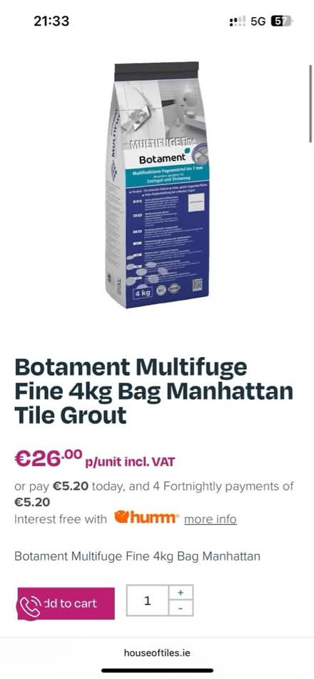 Photo of free Tile Grout Full Bag (South Dublin) #1