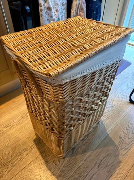 Photo of free Large Wicker Laundry Basket w/Liner (Crouch End N8) #1