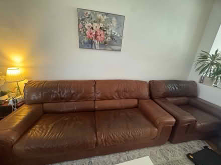 Photo of free Italian Brown leather sofas (West Ealing) #2