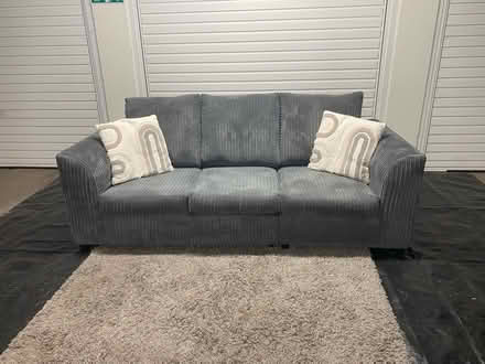 Photo of free 🛋️ FREE Grey Cord 3-Seater Sofa (Calidonian Road N7) #1