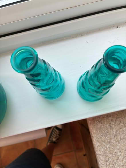 Photo of free 2 Turquoise glass vases (Dunstable, Bedfordshire) #2