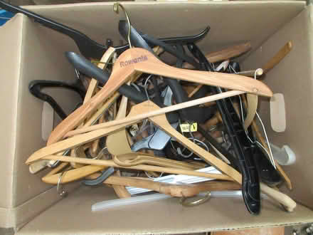 Photo of free Boxful of Wooden Hangers (Town of Stillwater) #1