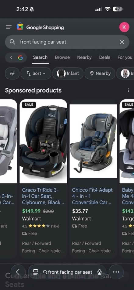 Photo of front facing car seat (Near San jose mineta airport) #1