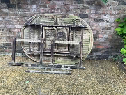 Photo of free Garden table large wooden (Garston, Liverpool) #2