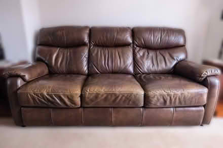 Photo of free Brown leather sofas 2 (Cheltenham GL51) #1
