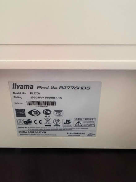 Photo of free iiyama Prolite 27" Monitor, Working (Elmsted TN25) #1