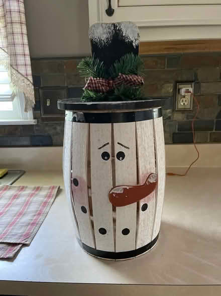 Photo of free Decorative snow man nail barrel (Hatfield Pa) #1