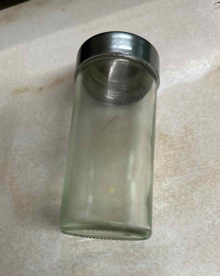 Photo of free Spice or other storage cylindrical jar with chrome screw top (Monks Hill CR2) #2