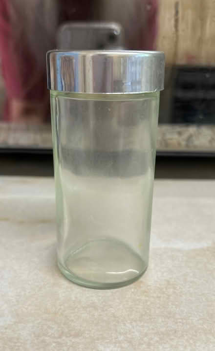 Photo of free Spice or other storage cylindrical jar with chrome screw top (Monks Hill CR2) #1