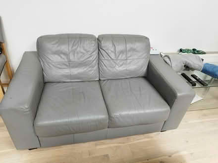 Photo of free Grey leather couch (Blackrock, Co. Dublin) #1