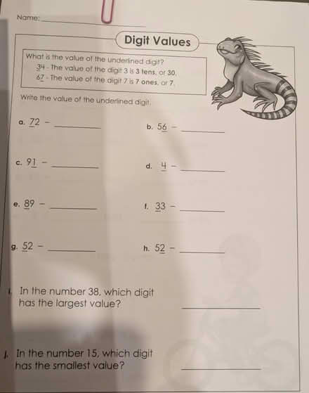 Photo of free Gr. 1/2 activity worksheets (North West Brampton) #3
