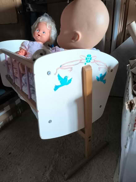 Photo of free Swinging doll's crib with dolls (Inverurie AB51) #2