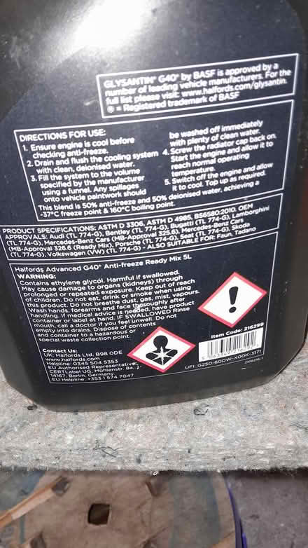 Photo of free Antifreeze/coolant, halfords 4 ltrs (Livingston EH54) #2