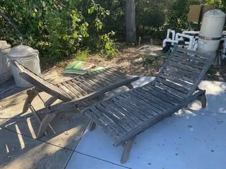 Photo of free 2 old teak patio lounges (Los Altos Hills) #2