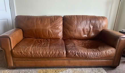 Photo of free Tan leather 3-seater sofa (Layton FY3) #1