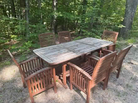 Photo of free Teak deck table and 6 chairs (Wakefield NH) #1