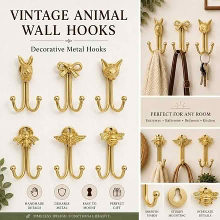Photo of 3-4 decorative metal hooks (Overbrook) #2