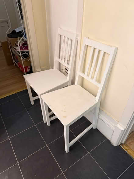 Photo of free 2 White Wooden Chairs (75 Moreland Court NW2) #1