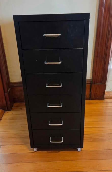 Photo of free Small black metal filing cabinet (Medford Hillside) #1