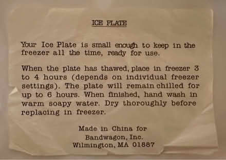 Photo of free Ice (Chiller) Plate (West San Jose 95128) #2