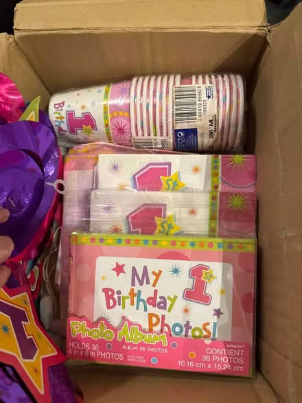 Photo of free Box of 1st birthday decorations (Darnley G53) #2
