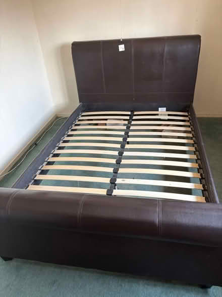 Photo of free Double faux brown leather bed frame (Walsall Wood WS9) #1