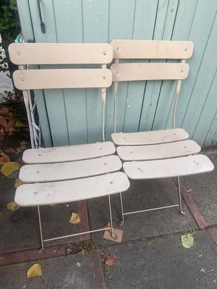 Photo of free Pair Beige Metal Garden Chairs (N4) #1